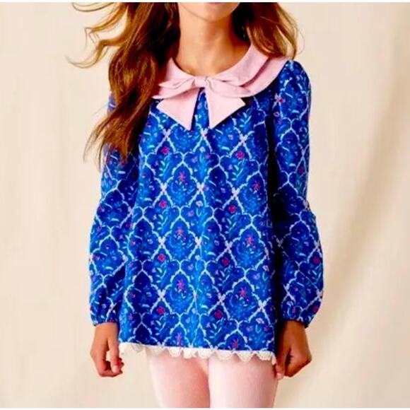 Matilda Jane Heart to Heart Just Believe Mixed Print Bow Top - Picture 1 of 3